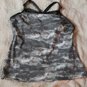 Black and White Geometric Print Sports Tank Top